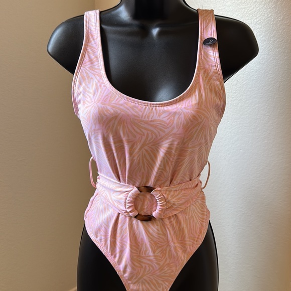 Cotton On Pastel Pink Zebra Belted One Piece Swimsuit - Picture 5 of 5